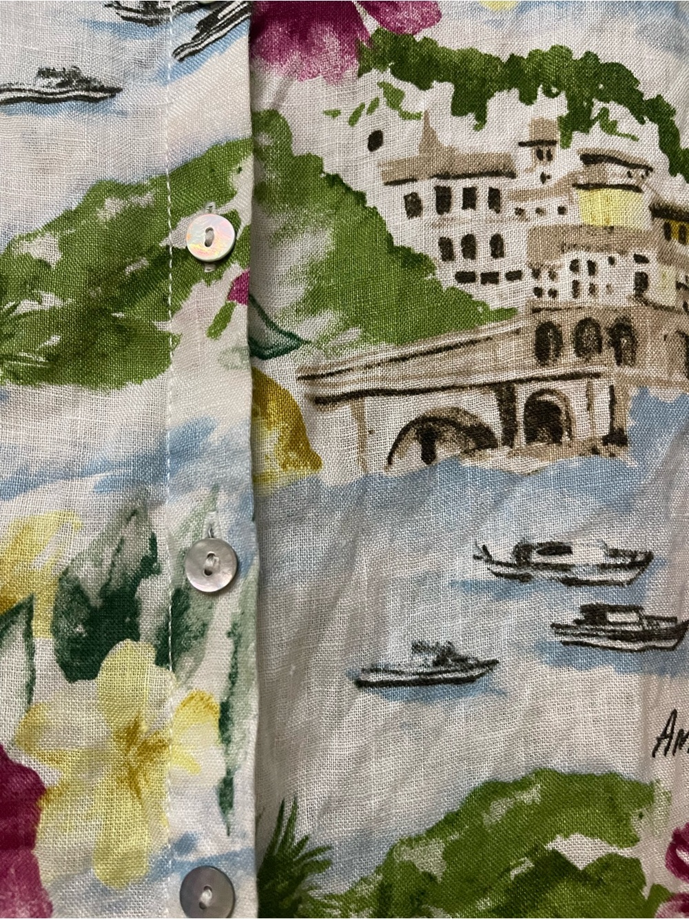 Cynthia Rowley Amalfi Coast Print Linen Tunic Top – Size 1X - Picture 6 of 8